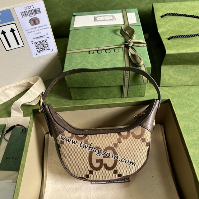 gucci專櫃新款棕色大G帆布手袋 古馳Ophidia系列飾超級雙G圖案迷你手袋 jcp1738